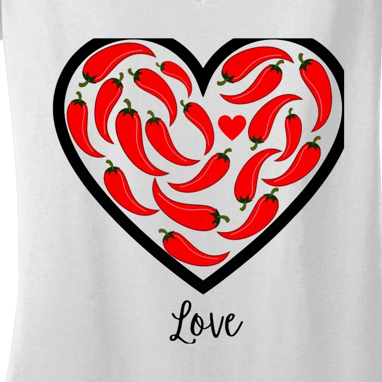 Heart Of Peppers Women's V-Neck T-Shirt