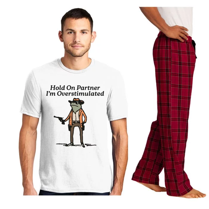 Hold On Partner IM Overstimulated Cowboy Frog Pajama Set