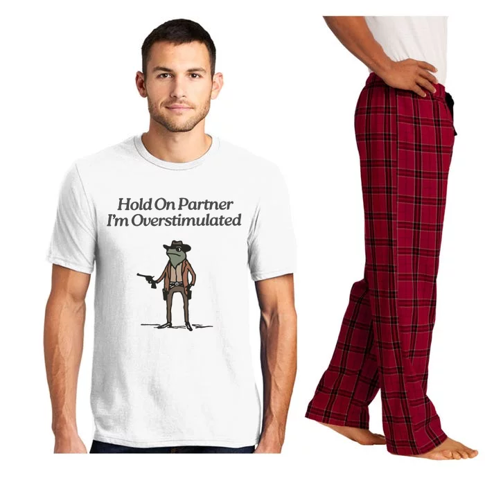 Hold On Partner IM Overstimulated Cowboy Frog Vintage Pajama Set