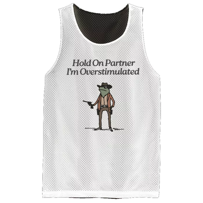 Hold On Partner IM Overstimulated Cowboy Frog Vintage Mesh Reversible Basketball Jersey Tank