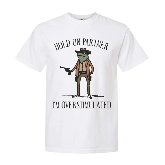 Hold On Partner IM Overstimulated Cowboy Frog Vintage Garment-Dyed Heavyweight T-Shirt