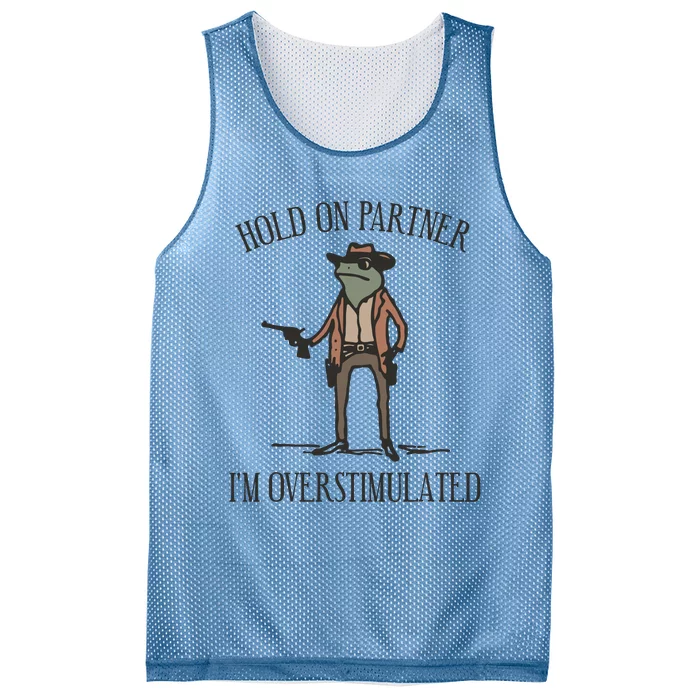 Hold On Partner IM Overstimulated Cowboy Frog Vintage Mesh Reversible Basketball Jersey Tank