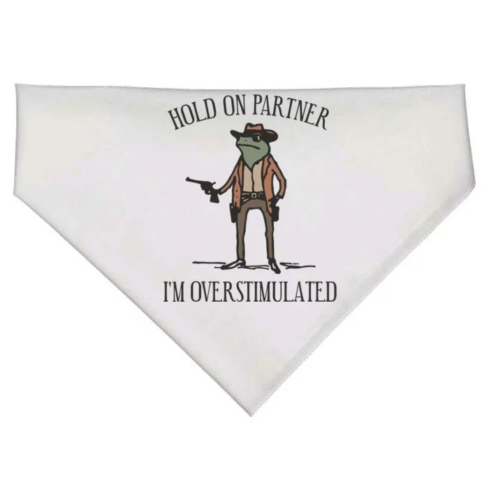 Hold On Partner IM Overstimulated Cowboy Frog Vintage USA-Made Doggie Bandana