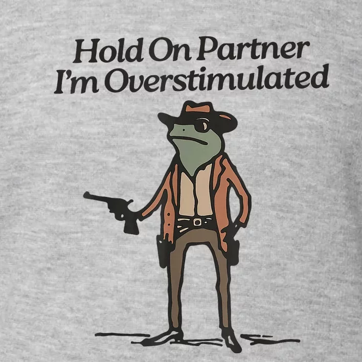 Hold On Partner IM Overstimulated Cowboy Frog Toddler Sweatshirt