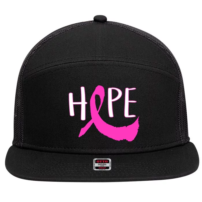 Hope Breast Cancer Awareness Logo 7 Panel Mesh Trucker Snapback Hat