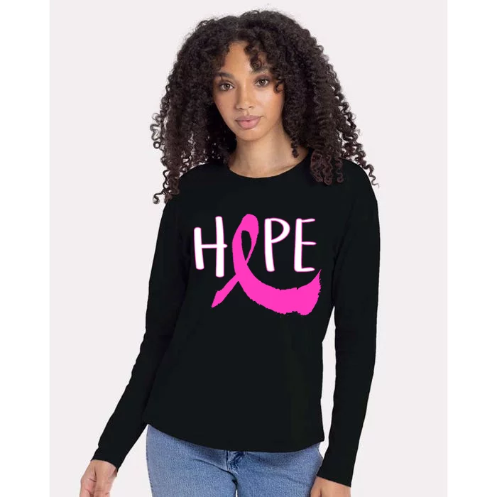 Hope Breast Cancer Awareness Logo Womens Cotton Relaxed Long Sleeve T-Shirt