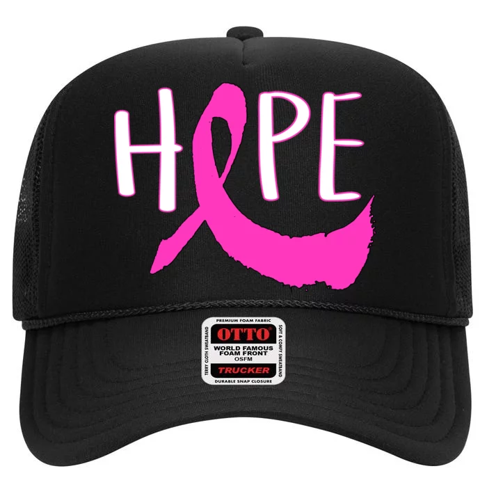 Hope Breast Cancer Awareness Logo High Crown Mesh Trucker Hat