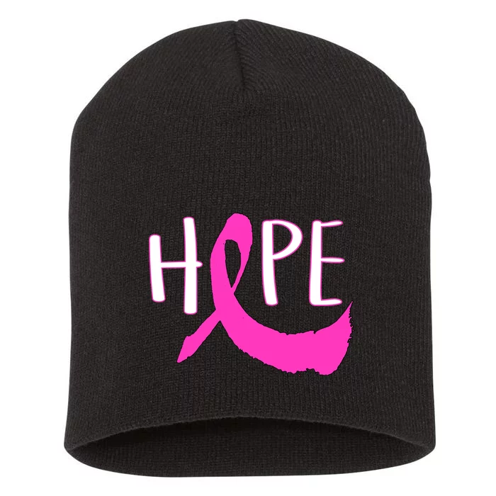 Hope Breast Cancer Awareness Logo Short Acrylic Beanie