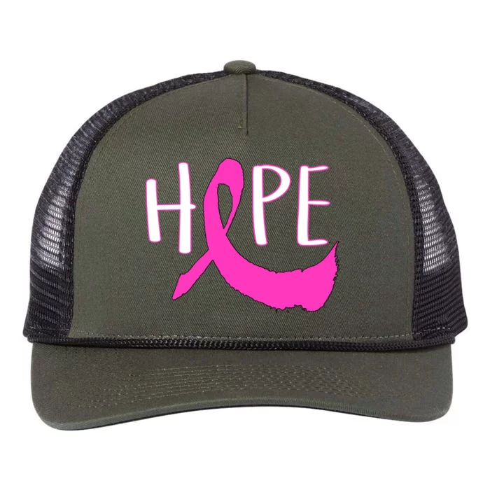 Hope Breast Cancer Awareness Logo Retro Rope Trucker Hat Cap