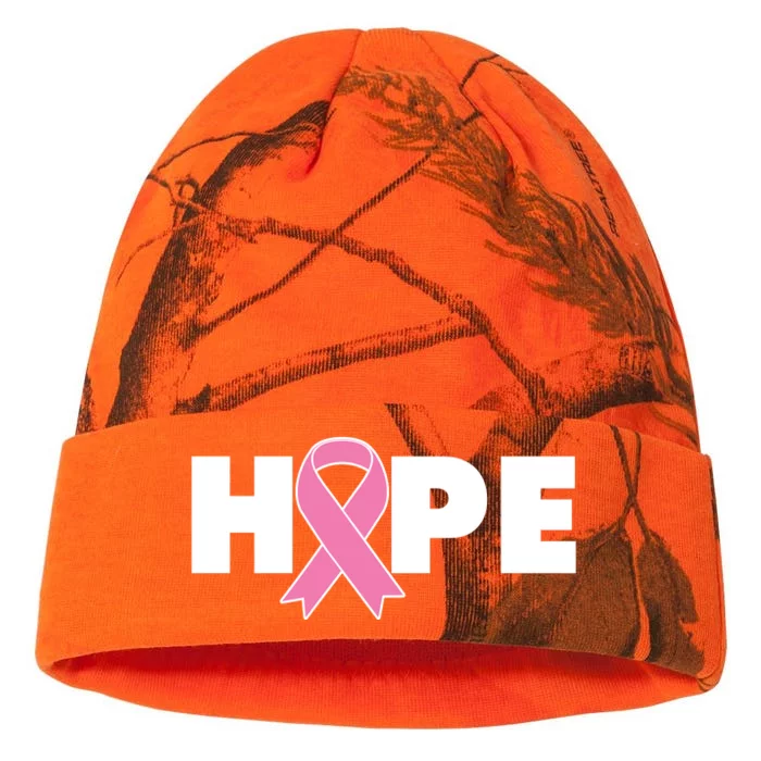 Hope Breast Cancer Awareness Ribbon Kati - 12in Camo Beanie