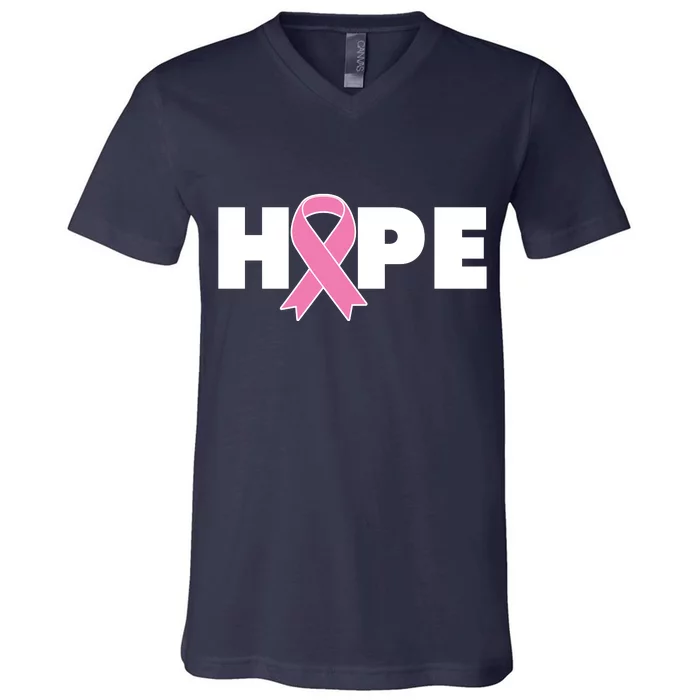 Hope Breast Cancer Awareness Ribbon V-Neck T-Shirt