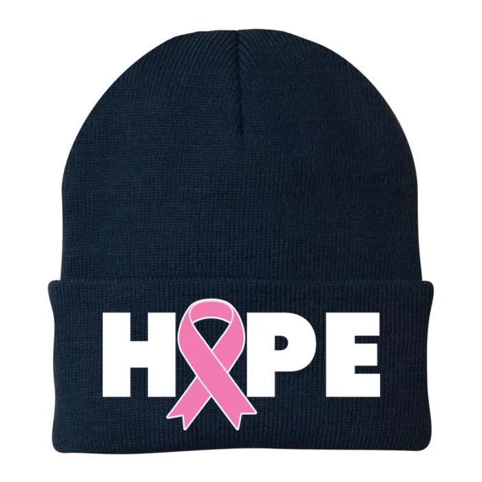 Hope Breast Cancer Awareness Ribbon Knit Cap Winter Beanie