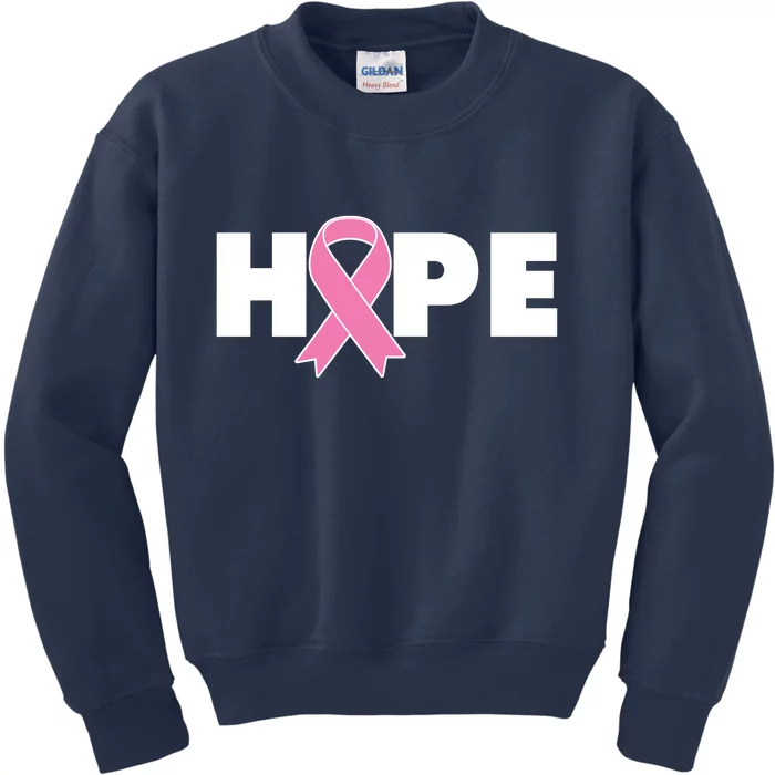 Hope Breast Cancer Awareness Ribbon Kids Sweatshirt