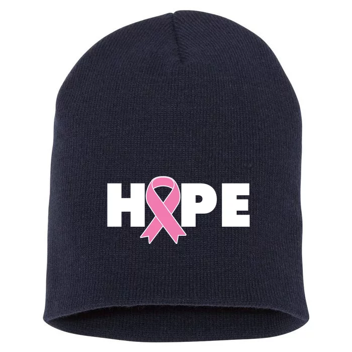 Hope Breast Cancer Awareness Ribbon Short Acrylic Beanie