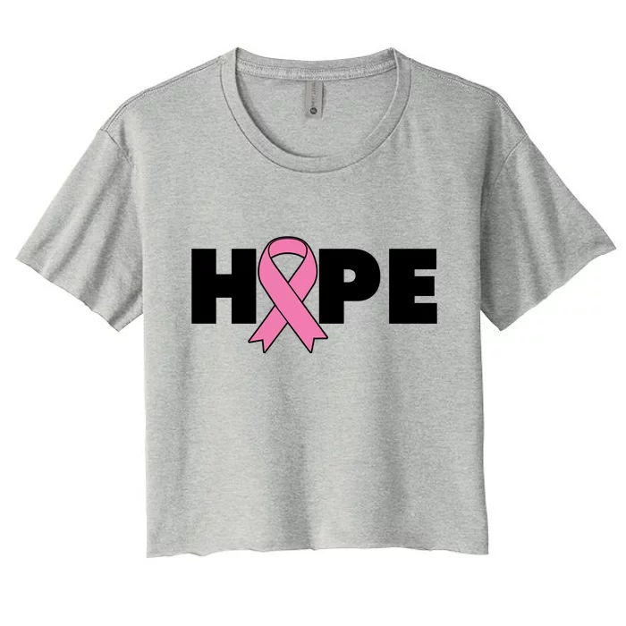 Hope Breast Cancer Awareness Ribbon Women's Crop Top Tee