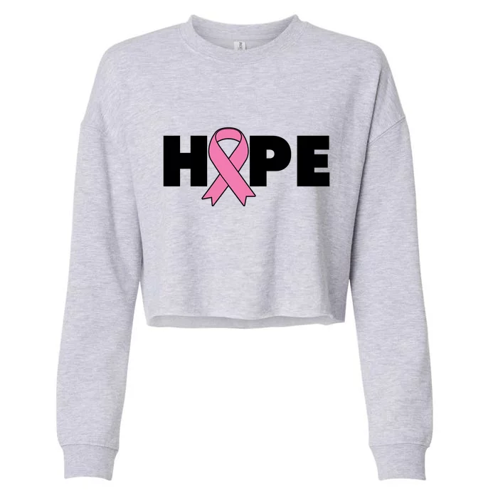 Hope Breast Cancer Awareness Ribbon Cropped Pullover Crew