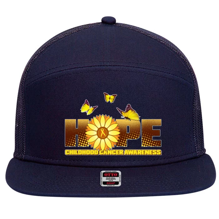 Hope Childhood Cancer Awareness 7 Panel Mesh Trucker Snapback Hat