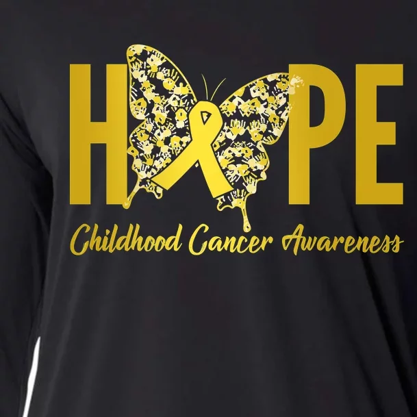 Hope Childhood Cancer Awareness Butterfly Cooling Performance Long Sleeve Crew