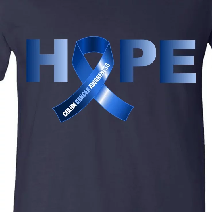 Hope Colon Cancer Awareness Fight Logo V-Neck T-Shirt