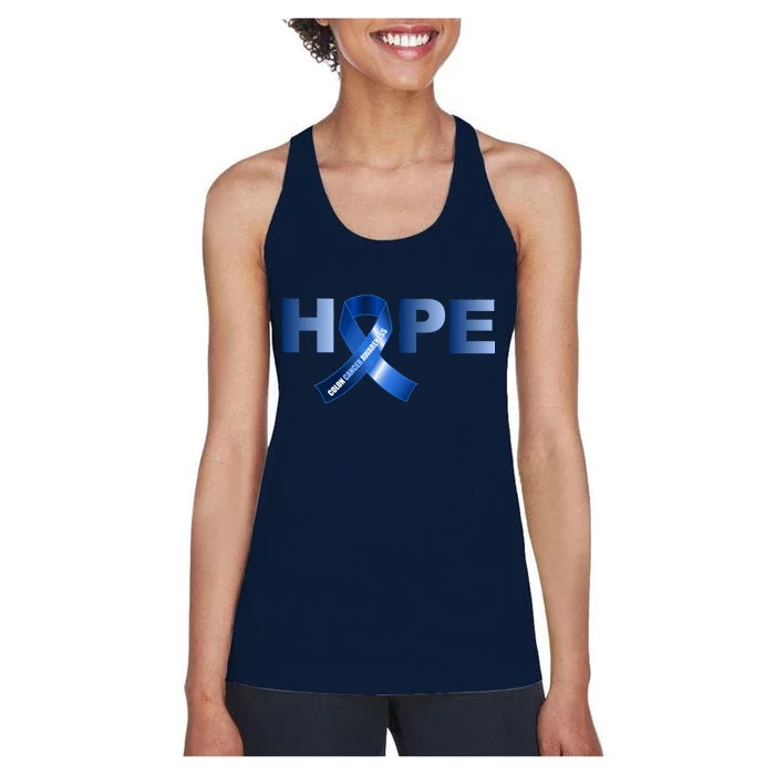 Hope Colon Cancer Awareness Fight Logo Women's Racerback Tank