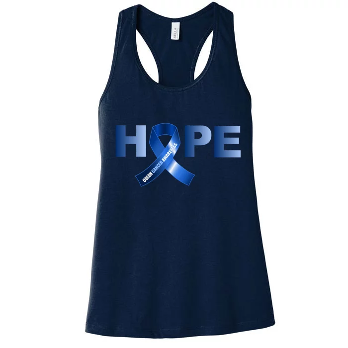 Hope Colon Cancer Awareness Fight Logo Women's Racerback Tank