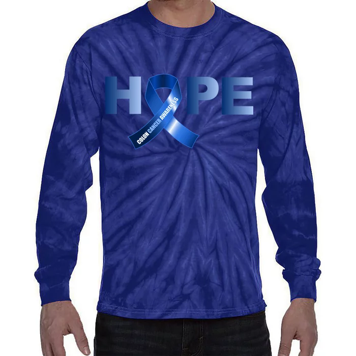 Hope Colon Cancer Awareness Fight Logo Tie-Dye Long Sleeve Shirt