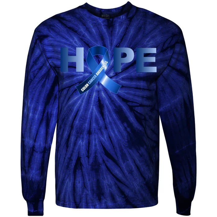 Hope Colon Cancer Awareness Fight Logo Tie-Dye Long Sleeve Shirt