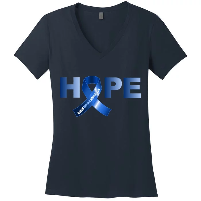 Hope Colon Cancer Awareness Fight Logo Women's V-Neck T-Shirt