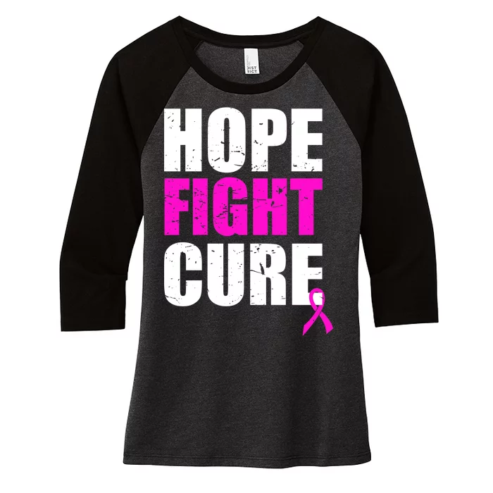 Hope Fight Cure Breast Cancer Women's Tri-Blend 3/4-Sleeve Raglan Shirt