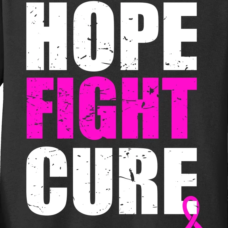 Hope Fight Cure Breast Cancer Kids Long Sleeve Shirt