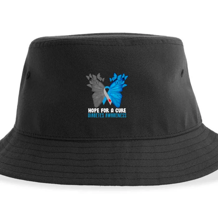 Hope For A Cure Diabetes Awareness Butterfly Sustainable Bucket Hat