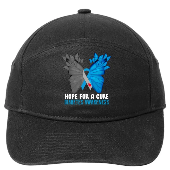 Hope For A Cure Diabetes Awareness Butterfly 7-Panel Snapback Hat