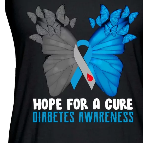 Hope For A Cure Diabetes Awareness Butterfly Ladies Essential Flowy Tank