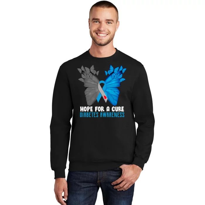 Hope For A Cure Diabetes Awareness Butterfly Tall Sweatshirt