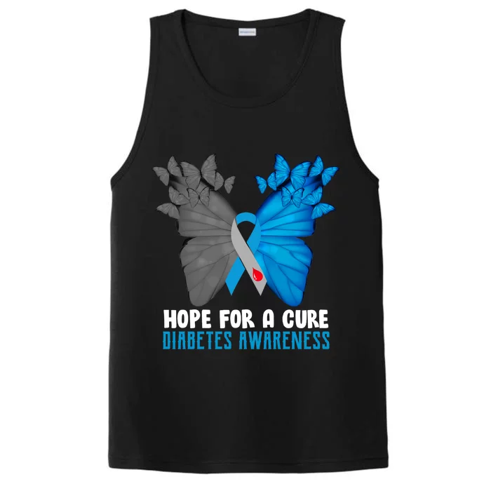 Hope For A Cure Diabetes Awareness Butterfly Performance Tank