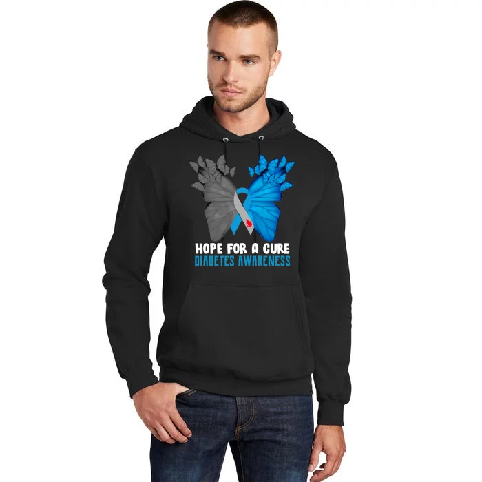 Hope For A Cure Diabetes Awareness Butterfly Tall Hoodie