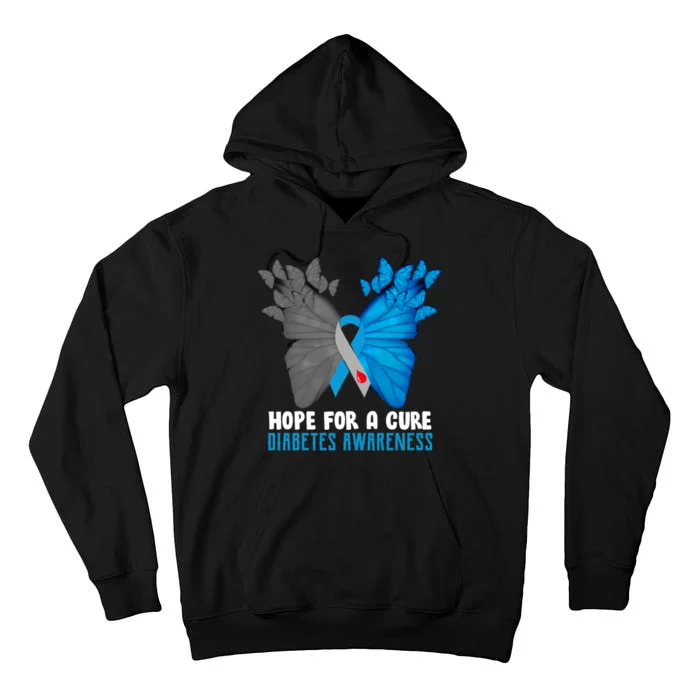 Hope For A Cure Diabetes Awareness Butterfly Tall Hoodie