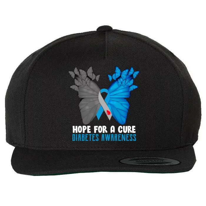 Hope For A Cure Diabetes Awareness Butterfly Wool Snapback Cap