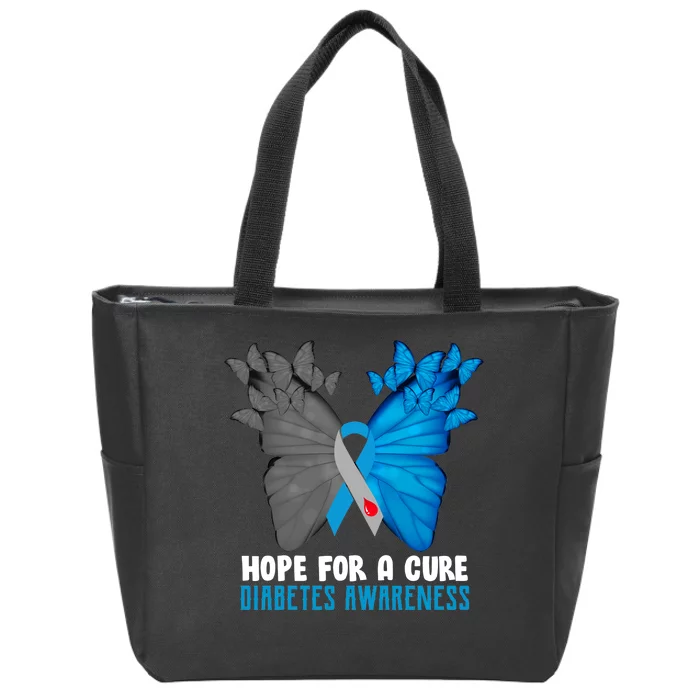 Hope For A Cure Diabetes Awareness Butterfly Zip Tote Bag