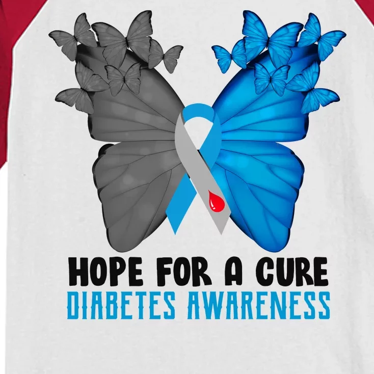 Hope For A Cure Diabetes Awareness Butterfly Kids Colorblock Raglan Jersey