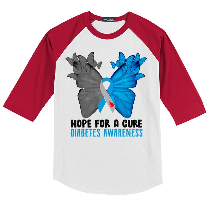 Hope For A Cure Diabetes Awareness Butterfly Kids Colorblock Raglan Jersey