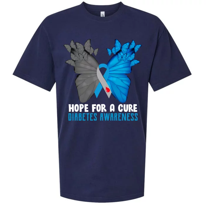 Hope For A Cure Diabetes Awareness Butterfly Sueded Cloud Jersey T-Shirt