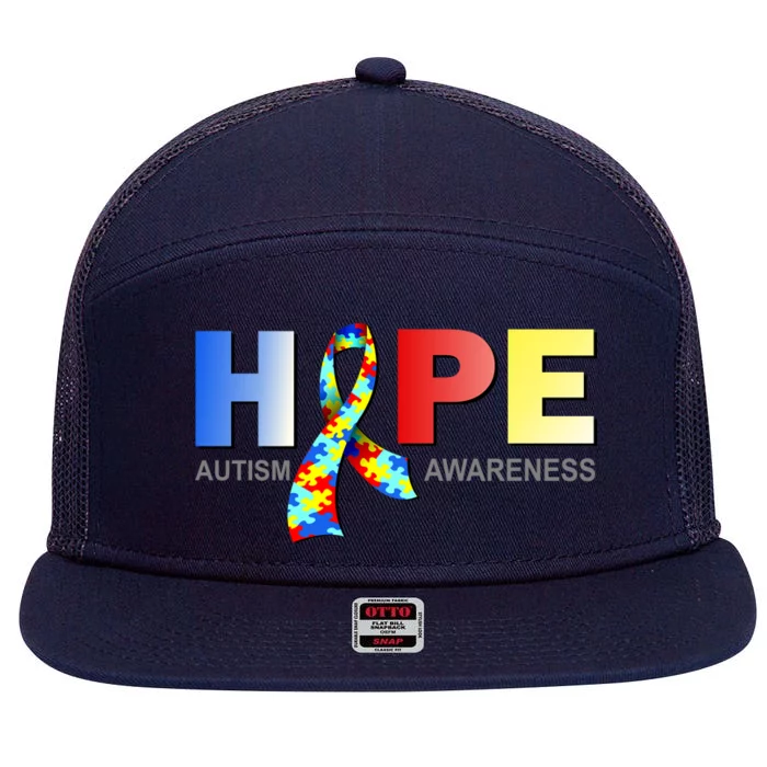 Hope For Autism Awareness Tribute 7 Panel Mesh Trucker Snapback Hat