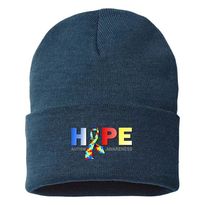 Hope For Autism Awareness Tribute Sustainable Knit Beanie