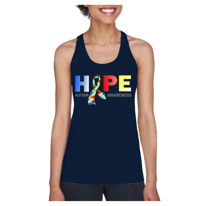 Hope For Autism Awareness Tribute Women's Racerback Tank