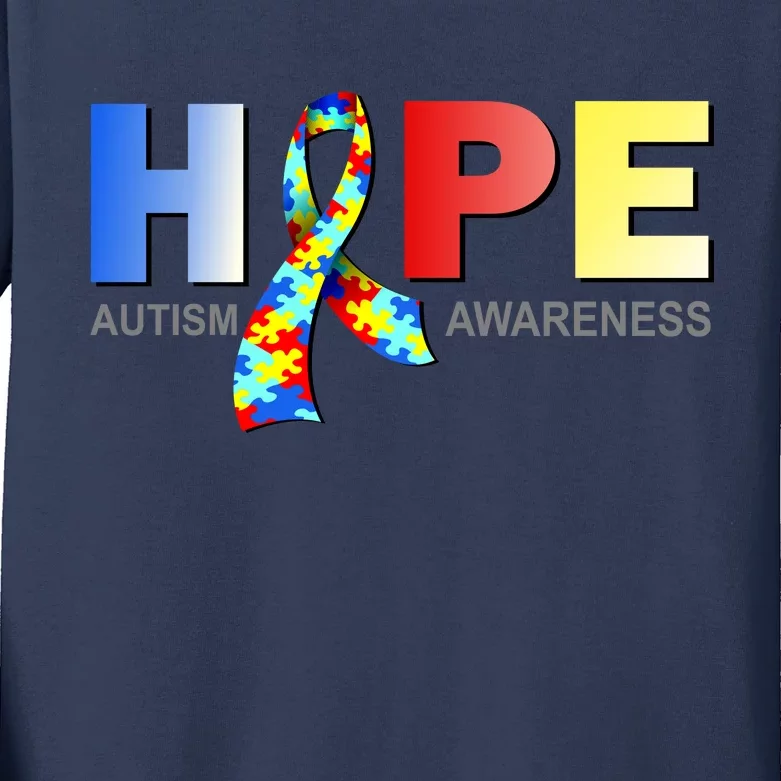 Hope For Autism Awareness Tribute Kids Long Sleeve Shirt