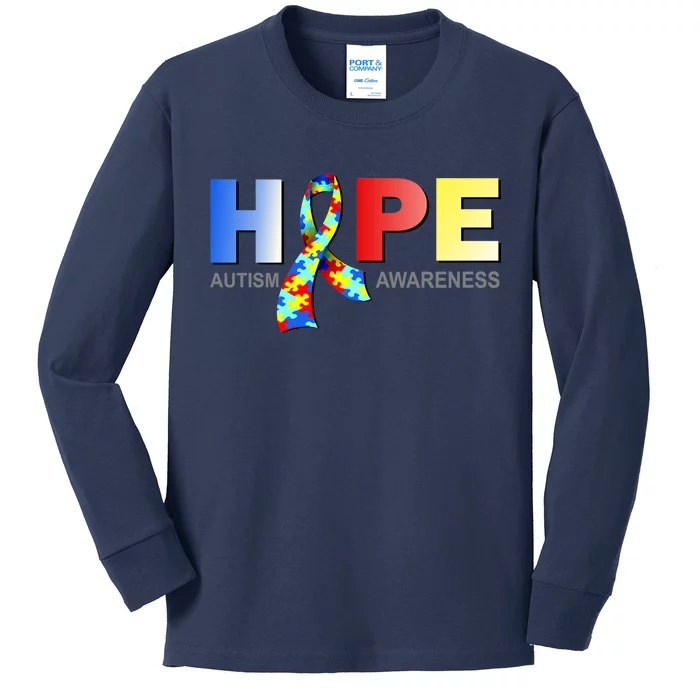 Hope For Autism Awareness Tribute Kids Long Sleeve Shirt