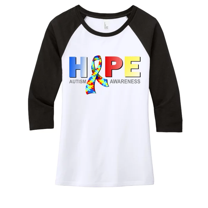 Hope For Autism Awareness Tribute Women's Tri-Blend 3/4-Sleeve Raglan Shirt