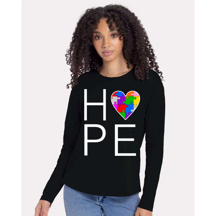 Hope Love Autism Womens Cotton Relaxed Long Sleeve T-Shirt