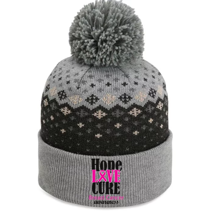 Hope Love Cure Breast Cancer Awareness The Baniff Cuffed Pom Beanie